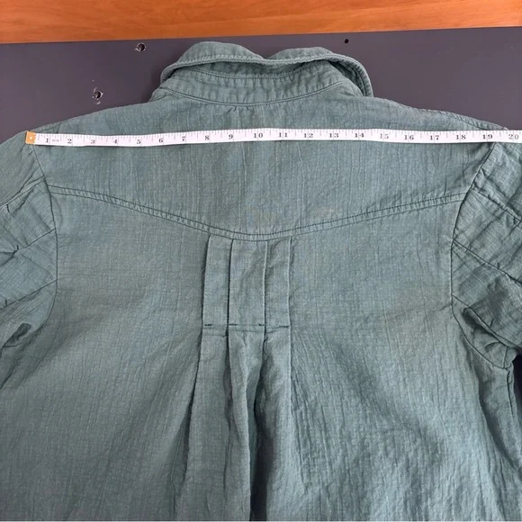 Free People Thalia Mini Shirtdress S Pullover Jacket Button Oversized Teal Boho - Picture 14 of 16